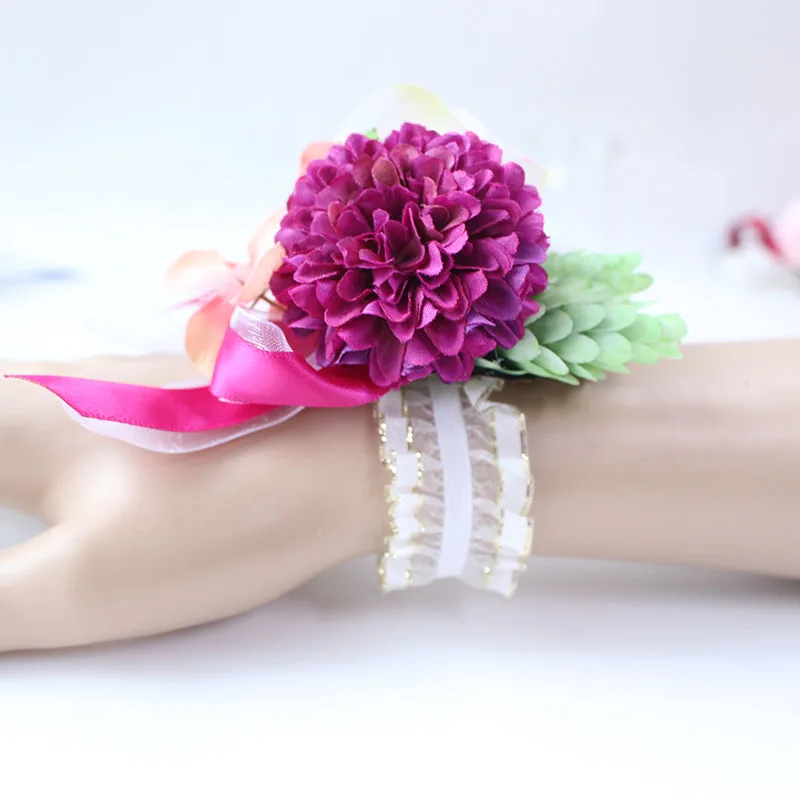 bridesmaid bracelet flower wedding wrist corsage  (21)