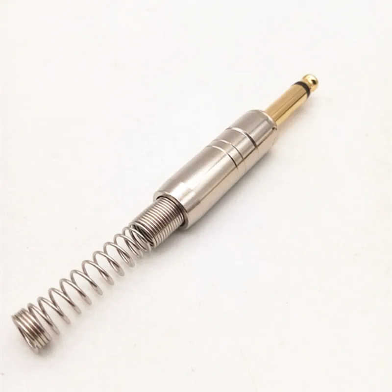20Pcs lot High quality Brass Glod plated 1 4 male mono plug audio connector 6 5mm 6 35MM JACK Guitar Audio Headphone CONNECTOR