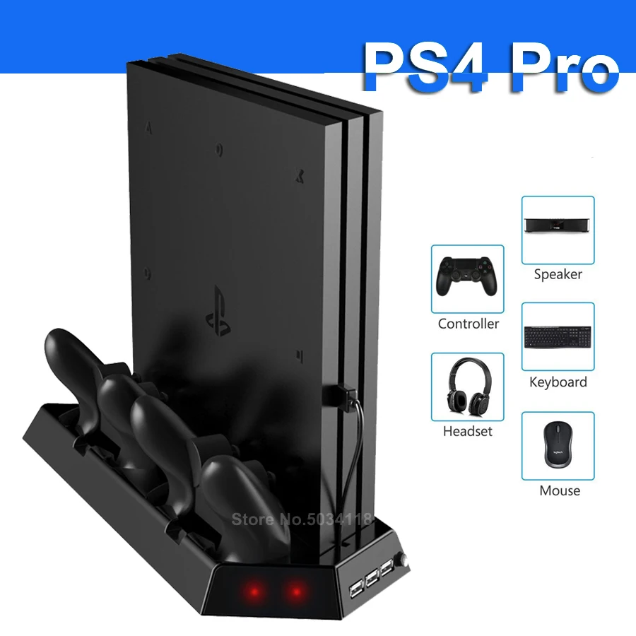 PS4 Pro вертикальная подставка охлаждающий вентилятор контроллер зарядное устройство зарядная док-станция для sony PS 4 Playstation 4 Pro консоль игры аксессуары