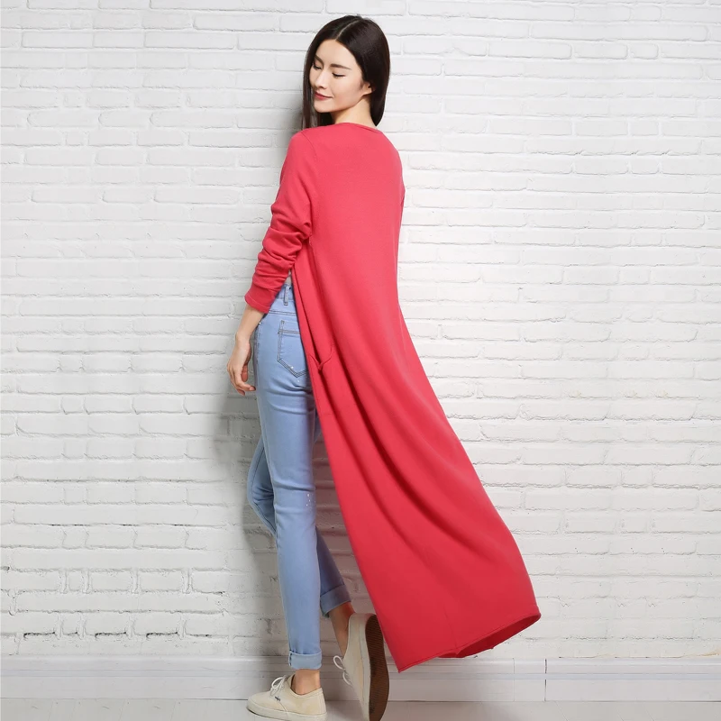 2015 Fashion Women Sweaters Autumn Sueter Femme Winter Tricot Knitted Cashmere Cardigans Wool Knitwear Coat Top Cheap Vneck Long