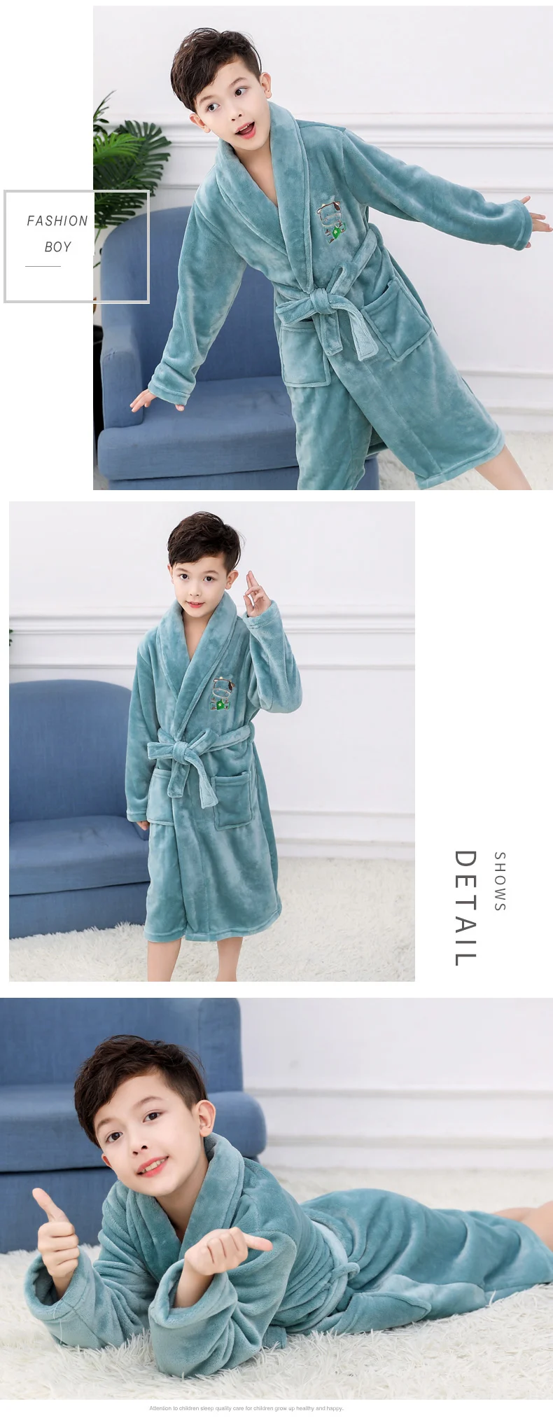 Детский банный халат для мальчиков; весенне-зимняя Пижама с Живыми Животными; теплая детская пижама; банный халат для мальчиков-подростков; одежда для плавания