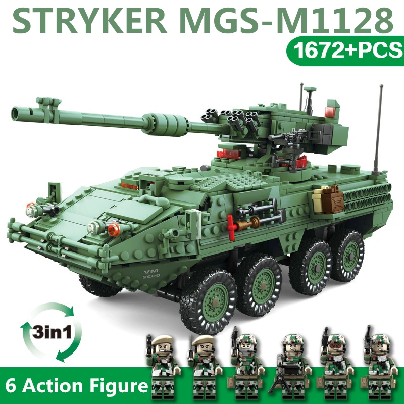 

1672pcs Building Blocks Stryker Armored Vehicle Model Block Military Ww2 Bricks Education Toys For Children Christmas Gifts