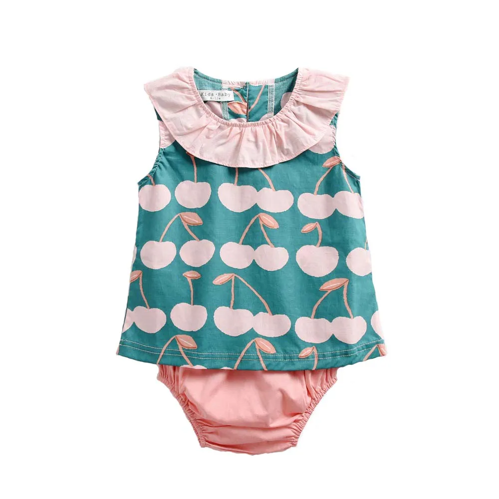 

Children Wear Baby Girl Suit Dress+briefs Two Piece Sleeveless Summer Vest Print Cartoon Casual Toddler Bodysuit 1-3y Sunsuit