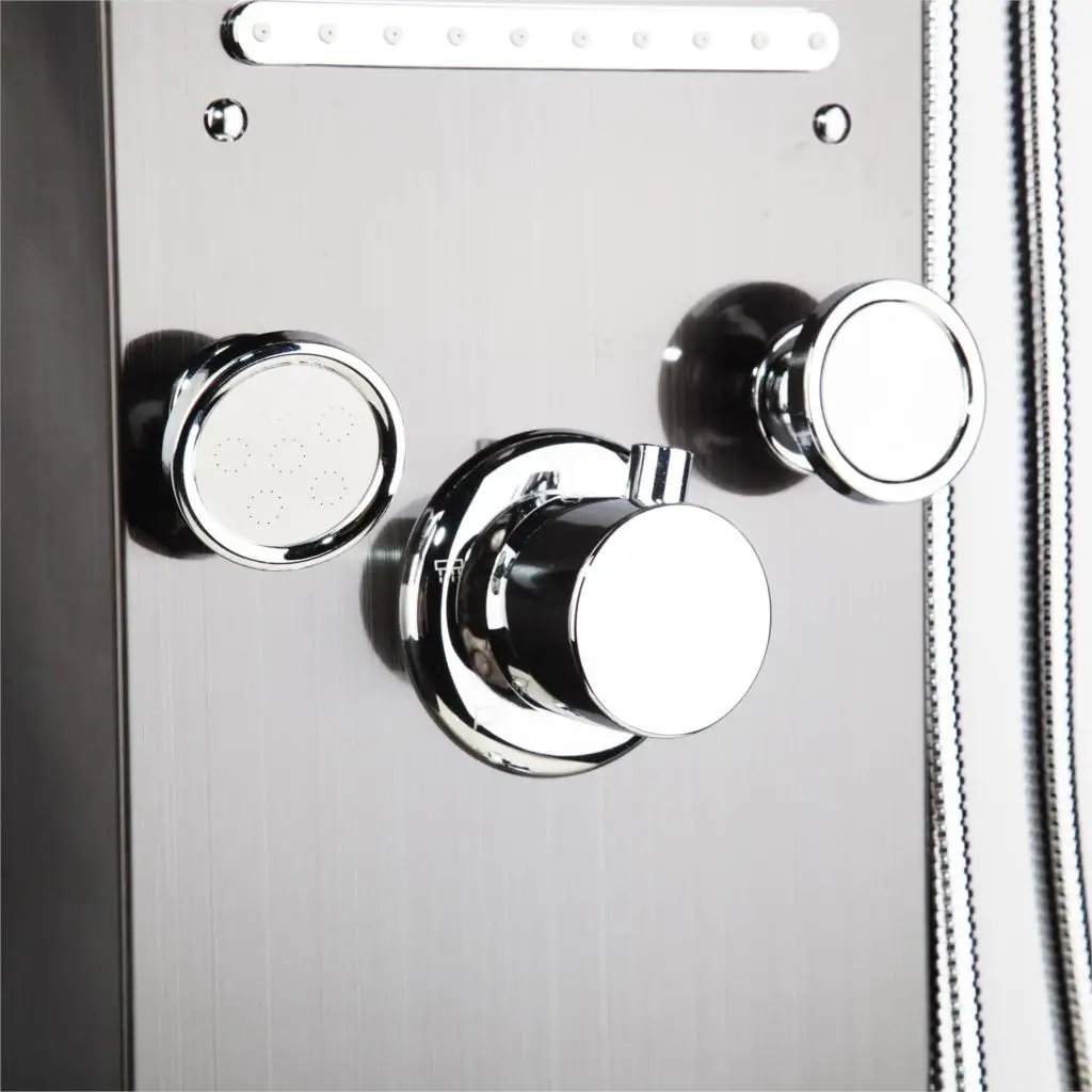 Perfect JIENI LED Bathroom Shower Faucet Temperature Digital Display Shower Panel Body Massage System Jets Towel Shower Column Faucet 11