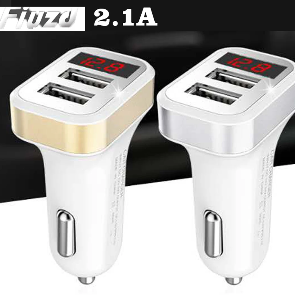 Car Charger Digital Display 2.1A Dual Port USB Charger Adapter for iPhone Samsung Xiaomi Huawei P20 lite USB Phone Charging1
