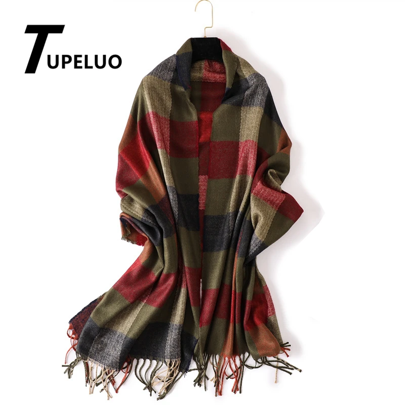 

Thicken Warm Winter Scarf Women Plaid Cashmere Scarves Fashion Tassels Shawl and Wraps High Quality Pashmina 2019 New Echarpe