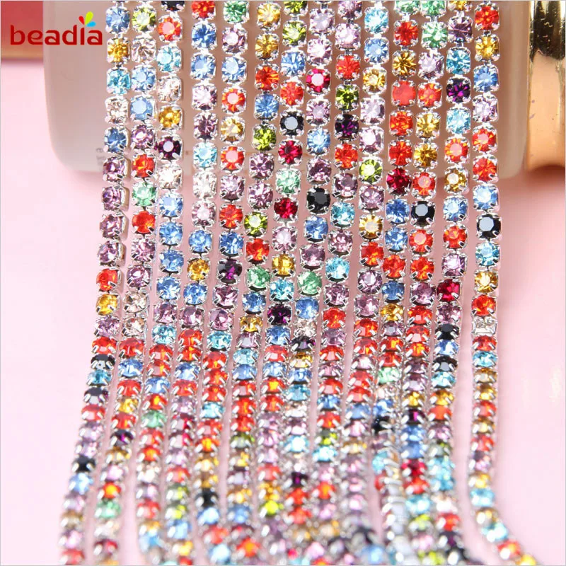 혼합 색상 투명 라인석 체인, 고밀도 2/2.5/2.8mm, 3mm, DIY 전화 공예 바느질 의류 액세서리, 핫 세일