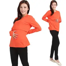 Беременных Грудное вскармливание футболка одежда для беременных кормящих топы с длинными рукавами и круглым вырезом, футболка borstvoeding jurk