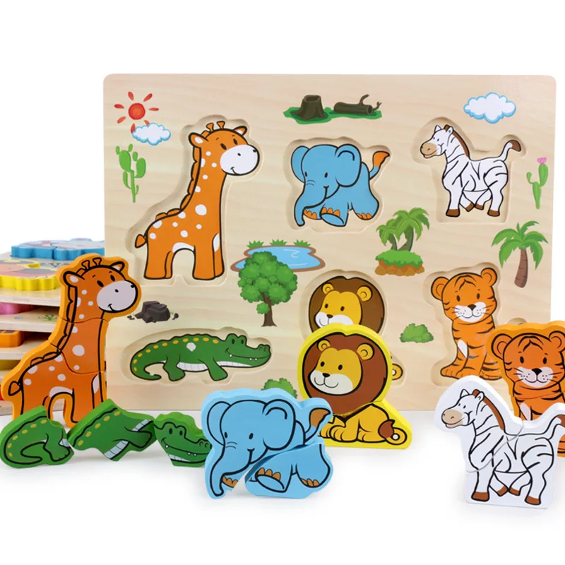 

DDWE Wooden Early Education Kids Toys 3D Jigsaw Puzzles Toy Parent-Child Interaction Teaching Aid Children 3 Years Old