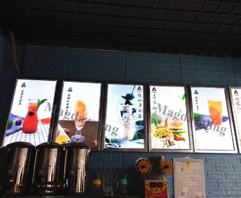 

A2 Snap Aluminum Frame LED Illuminated Take Away Food Menu Boards Light Boxes for Restaurant(5pcs/lot)