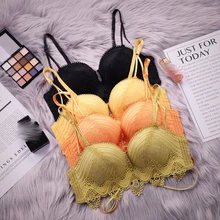 Новая женская мода пуш-ап уплотненный 3/4 чашечки невидимый бюстгальтер наборы бесшовные кружевные трусики пикантные комплекты нижнего белья яркие цвета A B нижнее белье