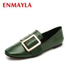 ENMAYLA/весенние слипоны на плоской подошве; женские повседневные лоферы с металлической пряжкой; женская обувь с круглым носком; обувь на плоской подошве; Цвет черный, зеленый; размеры 43