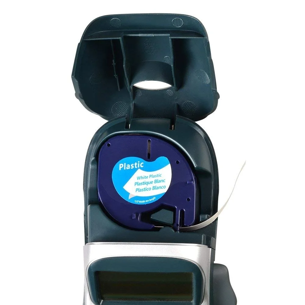 2 совместимый с Dymo LetraTag 91201 черный на белом (12 мм x 4 м) пластиковые этикетки для