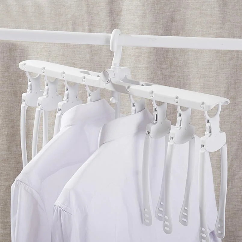 

Multilayer Folding Laundry Hanger Rack Save Space Clothing Storage Hanger Plastic 8 Layers Drying Rack Hook For Travel Portable