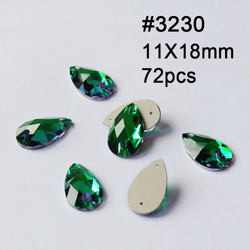 Смешанные формы изумруд Rivoli квадратная космическая триллиантная КАПЛЕВИДНАЯ капля пришивные стразы для шитья стеклянные кристаллы пришивные камни - Цвет: Drop 11X18mm 72pcs