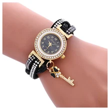 Практичный FULAIDA Женская мода обернуть вокруг замка алмаз Корейский Бархатный браслет наручные часы