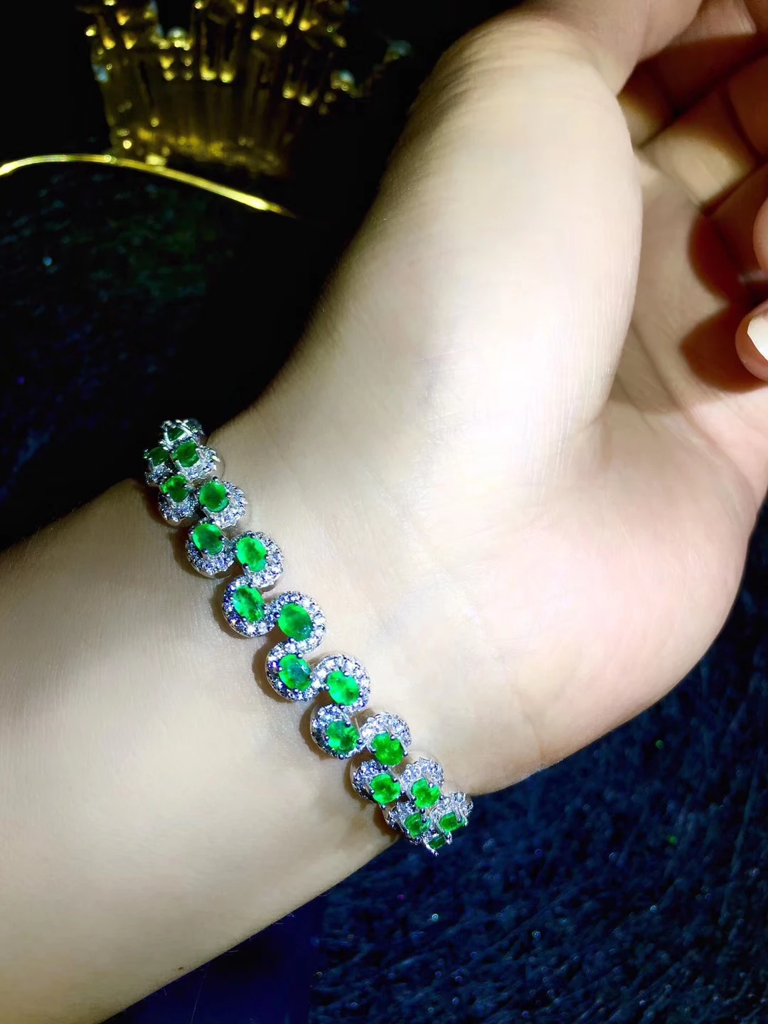 Очаровательный зелёный Изумрудный камень браслет для женщин серебряный орнамент натуральный камень Мода для девочек подарок на день рождения подарок Лидер продаж