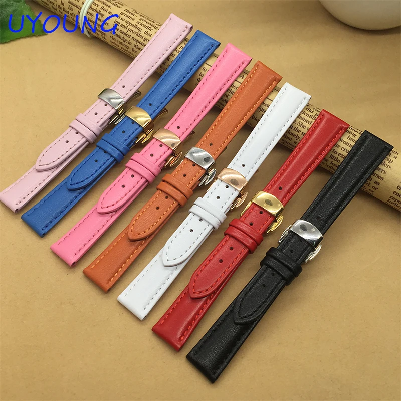 Quality Genuine Leather Watchband 14mm Colour Ladies Watch Strap For