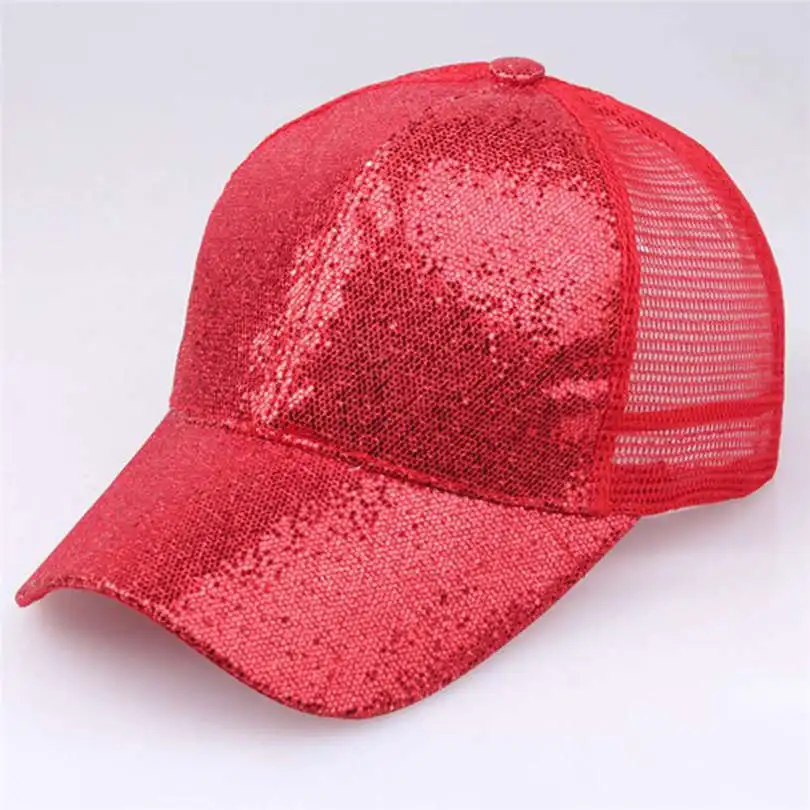 New Fashion Unisex Women Casual Daily Ponytail Baseball Cap Sequins Shiny Messy Bun Snapback Hat Sun Classics Caps #4F03 (14)