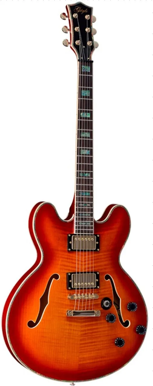 

cherry flame maple electric jazz guitar High Grade Hollow Body Guitar with wilkson pickup