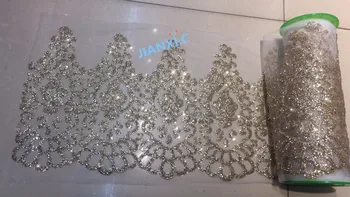 

Glued glitter sequins lace trim JIANXI.C-110113 mesh african indian lace fabric for wedding /evening dress