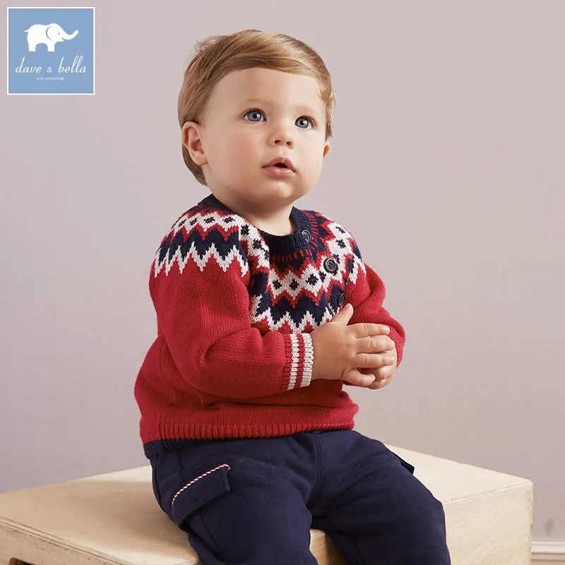 

DB5608 dave bella autumn infant baby boys cotton pullover sweater lovely clothes toddler children knitted Sweater