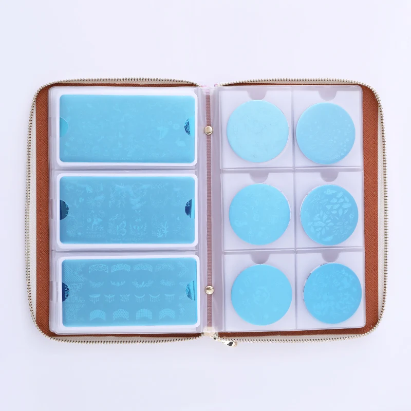  NICOLE DIARY 72 Slots Holographic Stamping Plate Case Laser Silver Pink Rectangle Round Nail Art Pl - 32868941988