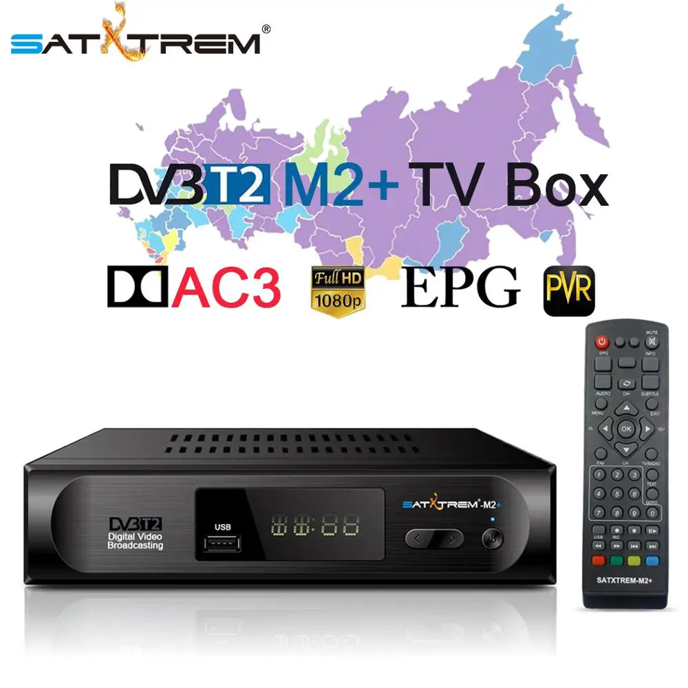 ТВ тюнер Satxtrem M2 Plus DVB T2/DVB T HD T2 USB Wifi ресивер цифровой DVBT2 Vga Smart TV Box поддержка AC3 аудио