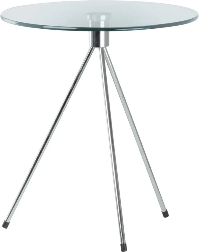20 inch diameter tempered glass three chromed steel legs tea table