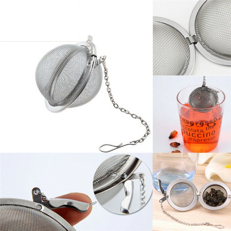 

Tea Infuser Stainless Steel Sphere Mesh Tea Strainer Coffee Herb Spice Filter Diffuser Handle Tea Ball
