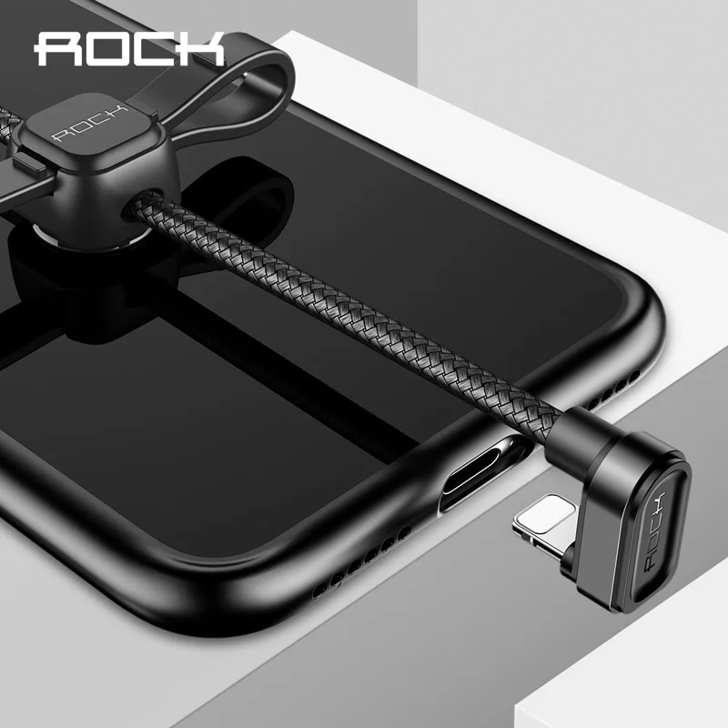 

ROCK USB Cable for iPhone 2.1A Fast Charging Game Cable Wire 180 Degree U-Shaped Braided Data Sync Cord for iPad iphone x xs 8 6