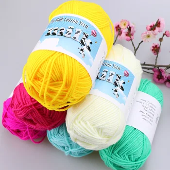 

Rainbow Milk Cotton Crochet Thick Yarn Foe Hnad Knitting Eco-Friendly Dyed Bulky Roving Yarns Baby Wool Threads Laine A Tricoter