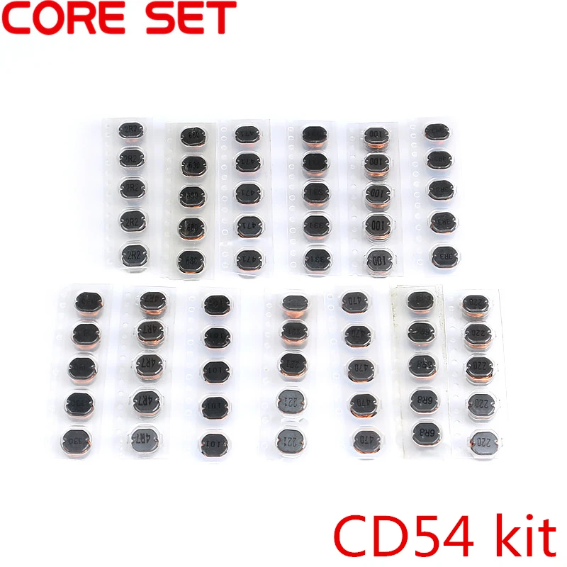 

65pcs 13Values CD54 SMD Power Inductor Assortment Kit 2.2UH-470UH Chip Inductors High Quality CD54 Wire Wound Chip
