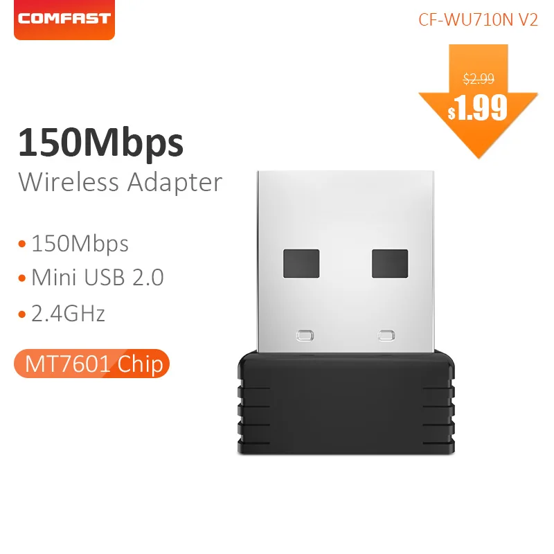 COMFAST мини Сетевая карта 2,4 г USB2.0 Wi-Fi адаптер 150 Мбит/с Внешний Беспроводной LAN Ethernet Wi-Fi Поддержка Windows CF-WU710N