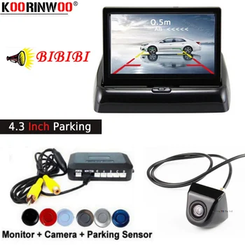 

Koorinwoo Parktronics HD 4.3 Inch Digital Car Monitor 800*480 Car Parking Sensor 4 Radars Buzzer Apeaker BIBI+ Rear View Camera
