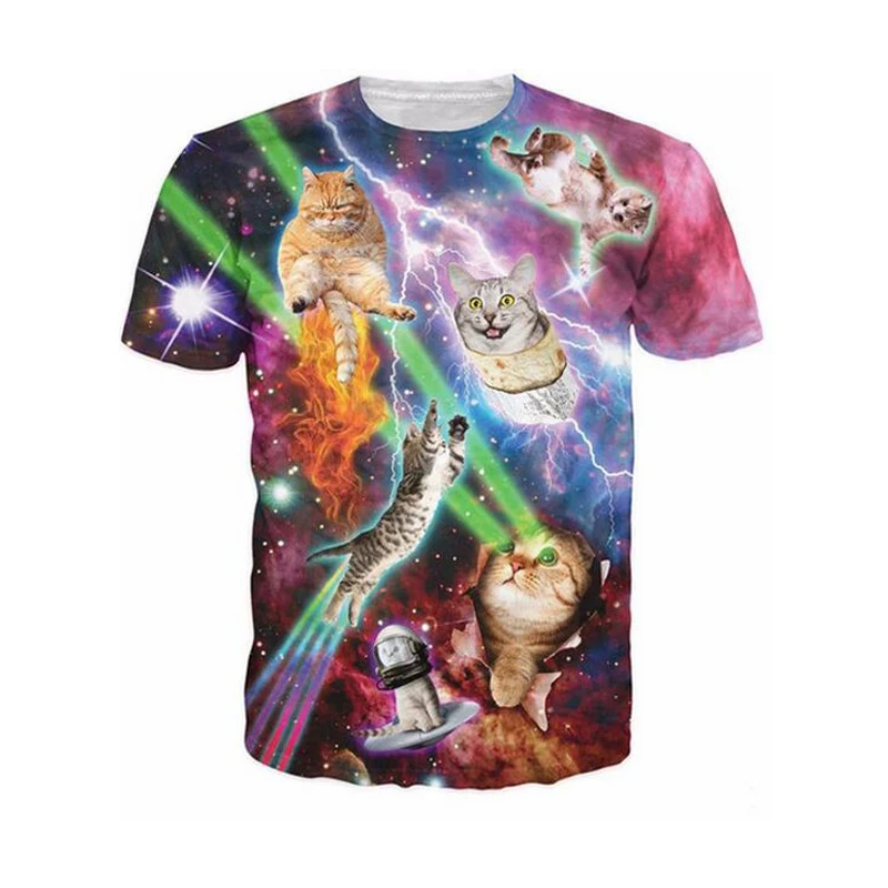 Laser Cats 3D Printed Tees Astronaut Cat Playing With The Lightning Thundercat T-shirt Space Galaxy T Shirt Tops Clothing