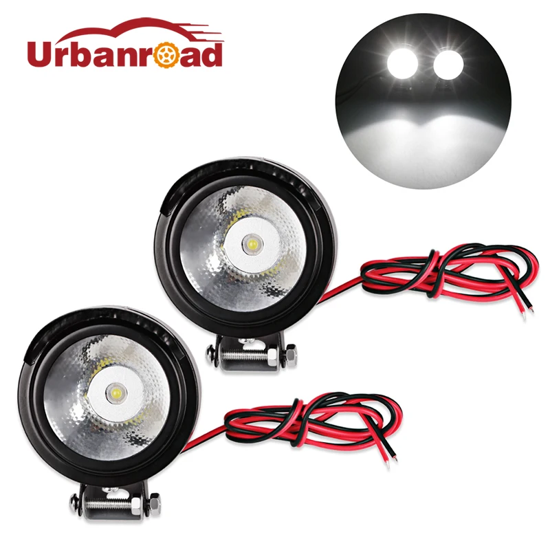 Urbanroad 2Pcs Metal 12v Led Driving Lights Motorcycle Motorbike Led Front Spot Light Headlight font b