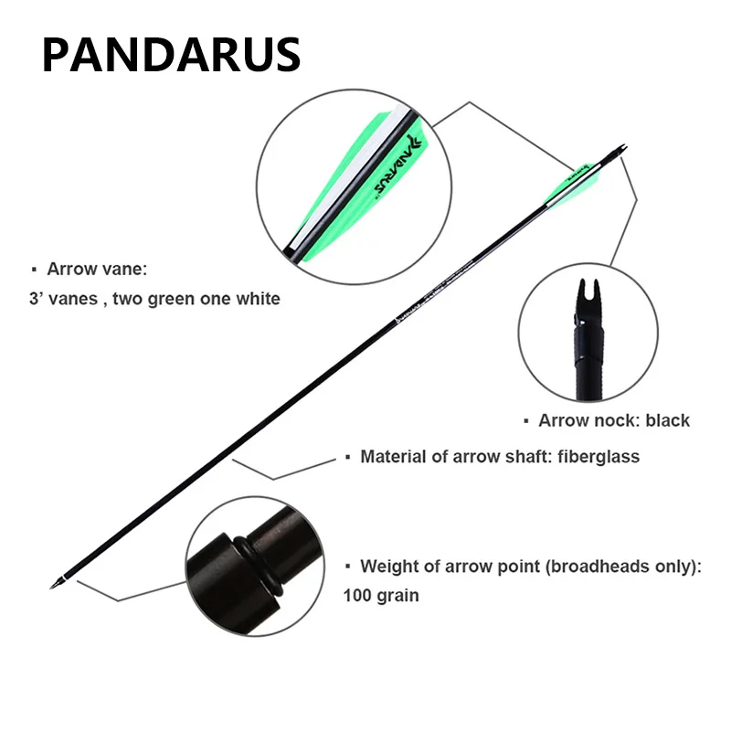 PANDARUS Дартс уличные стрелы 30 дюймов 8 мм Стеклопластик для упражнений в охоте стрелы сменный наконечник стрелы для рекурсивных и составных Бо