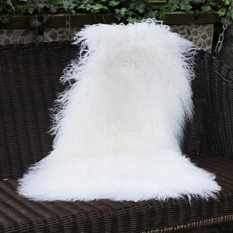 

CX-D-24B Real Mongolian Lamb Fur Carpet Sheepskin Chair Cover Soft Bedroom Mat Seat Pad Long Fur Fluffy Area Rugs