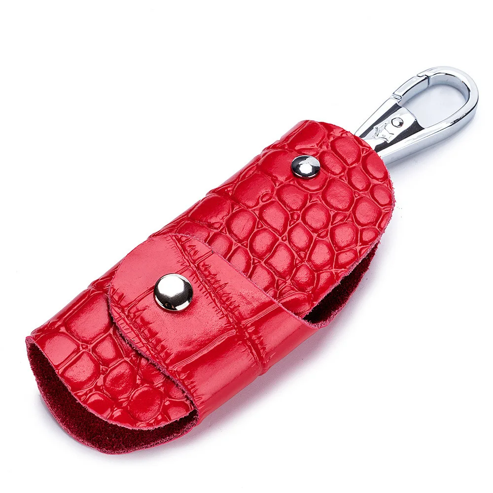 Натуральный кожаный брелок для мужчин и женщин, органайзер для ключей, сумка для ключей из коровьей кожи, сумка для ключей, бумажник ключница, чехол для ключей, мини-сумка для карт - Цвет: red