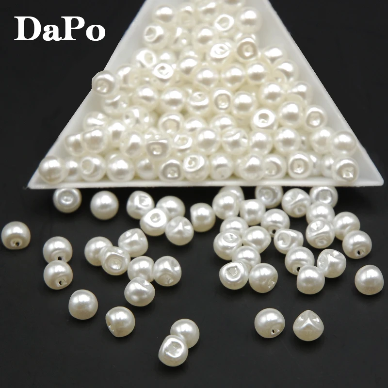 

6MM 200Pcs White Imitation Pearls Buttons Side Hole Plastic Clothing Collar Beads Material Decorative Accessories Free Shipping
