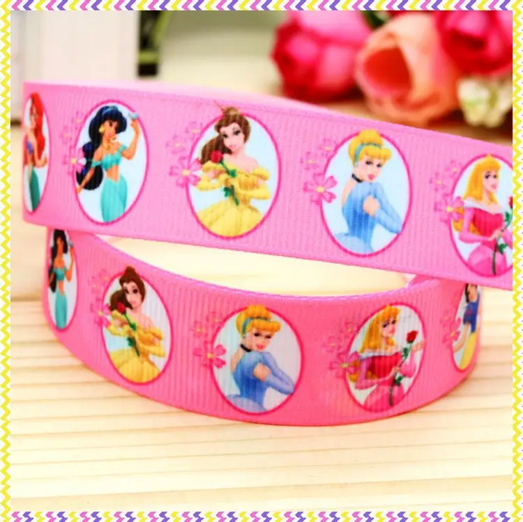 

DHK 7/8'' 5yards princess printed grosgrain ribbon headwear hair bow diy party decoration OEM Wholesale 22mm C627