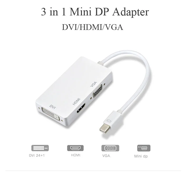 Кабель Thunderbolt Mini Dp к Hdmi Vga Dvi тройной в одном адаптер штекер гнезду 3 1 Displayport HDMI/VEGA/DVI|