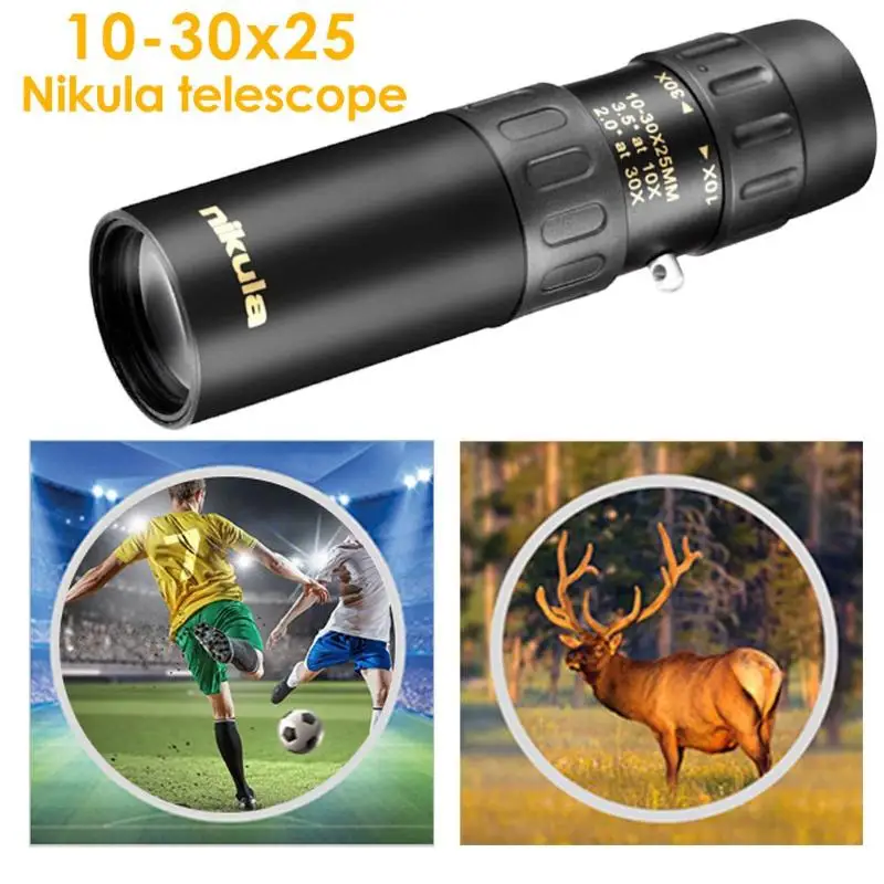 

Outdoor Monocular Telescope 10-30x25 BAK4 Zoom for Hiking Camping Hunting Optical Prism Scope no tripod