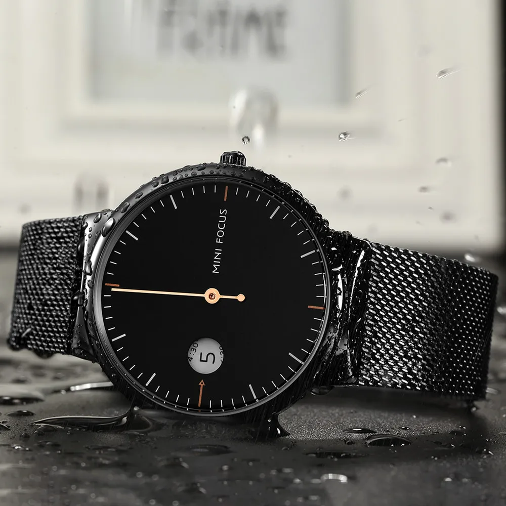 MINIFOCUS Mens Watches Top Brand Luxury Japanese Quartz Man Watch Mesh Stainless Steel Fashion Wristwatches Relogio MF0181G