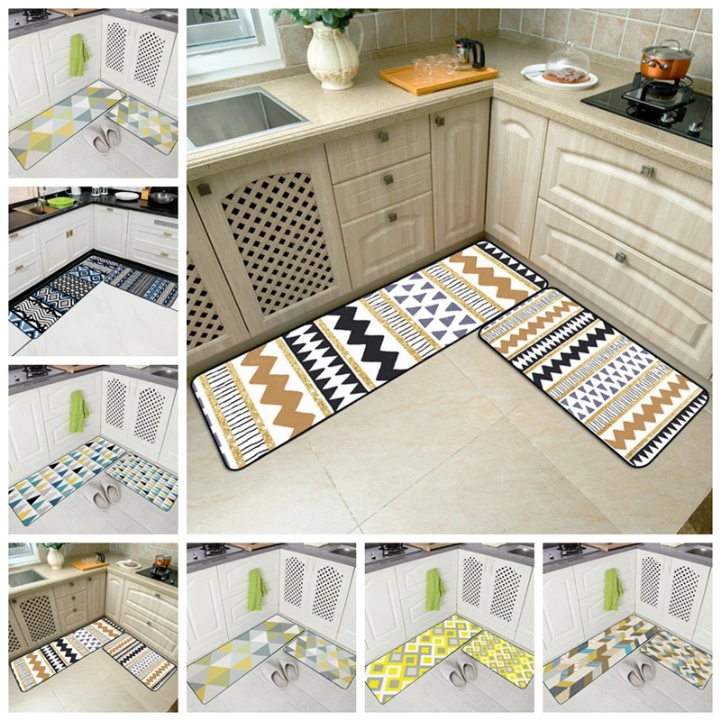 

Nordic Geometric Kitchen Mat Anti-Slip Area Rugs for Living Room Balcony Bathroom Carpet Set Bath Doormat Tapete 50x80/50x160CM