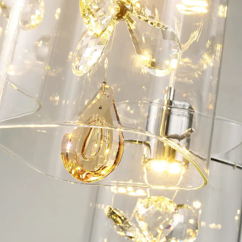Скандинавские светодиодные подвесные светильники, Кристальный дизайн, простая Подвесная лампа из стекла, для спальни, столовой, современное подвесное освещение, стеклянный абажур