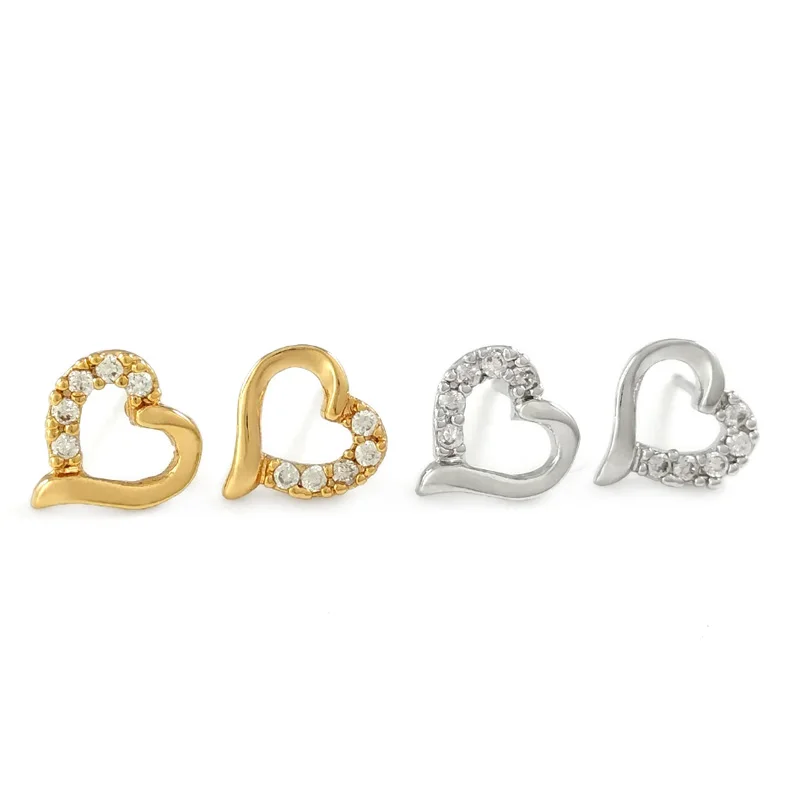 

6 Pairs Heart Stud Earrings For Women Bijoux Femme Brincos Jewelry Gold Plated Earring Crystal Earings Ohrringe Orecchini EH59K