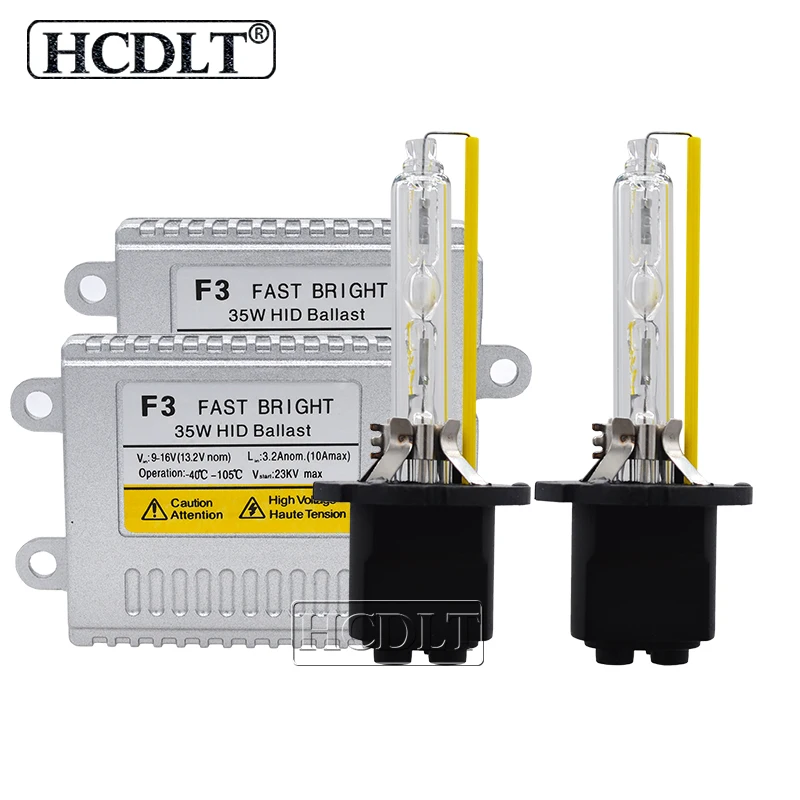 HCDLT Fast Bright 35W F3 HID Slim Ballast Auto Car Headlight Kit Xenon 5500K D2H 9012
