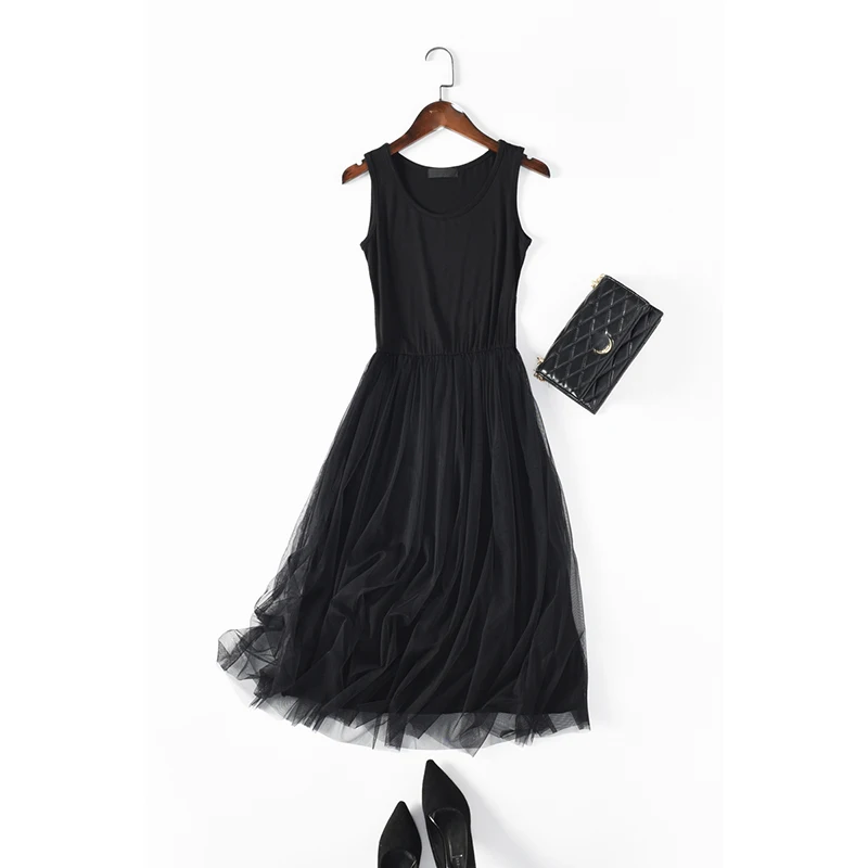 Женское Сетчатое платье на бретельках базовое кружевное майка в стиле пэчворк